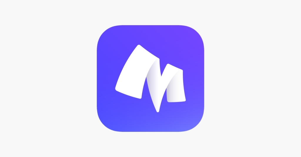M manta comic logo purple